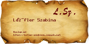 Löfler Szabina névjegykártya